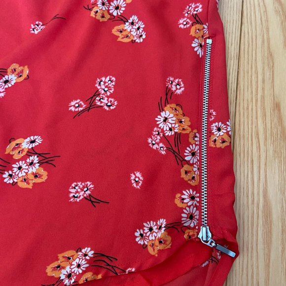 Maurices Orange Floral Zipper Sleeveless Top Size Large - Picture 5 of 8